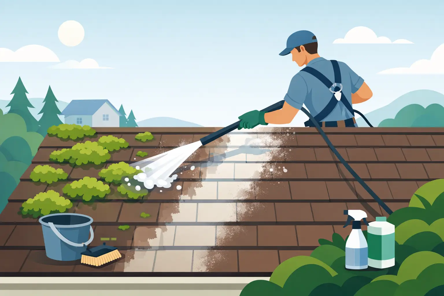 How to Remove Roof Moss Safely