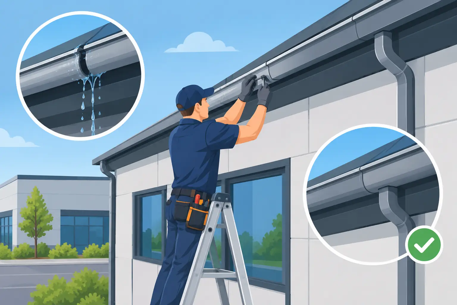 A Commercial Gutter Repair Example That Stops Leaks