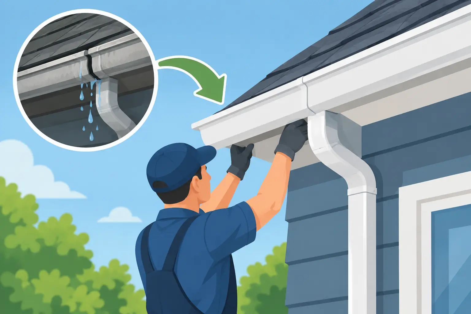An Example of Leaking Gutter Repair Done Right